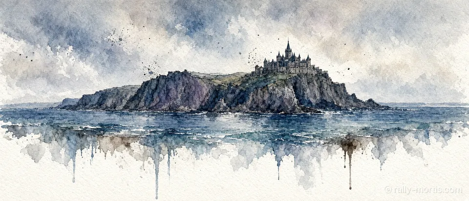 Endmost Isle on the horizon across a grey sea