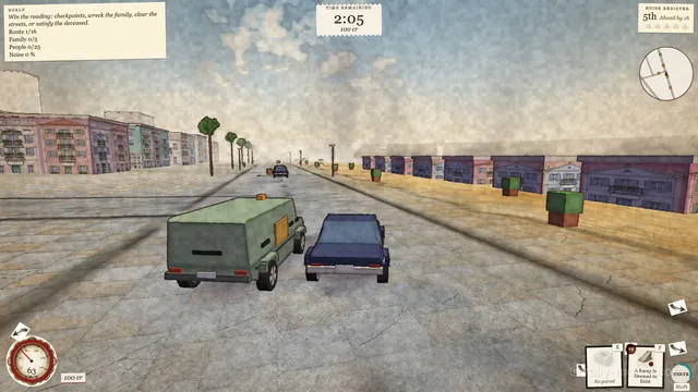 In engine: a race on the promenade with the full display, timer, standings and the noise meter