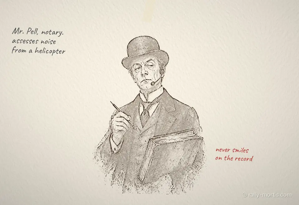 Sepia sketch of Mr Pell the notary