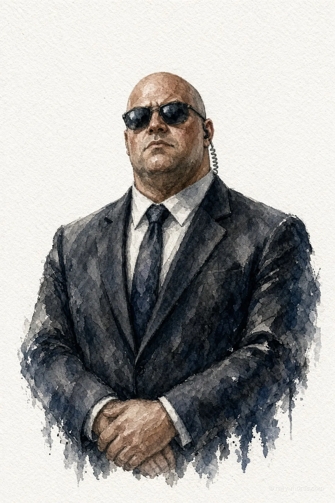 Big Tobias in dark glasses and a black suit